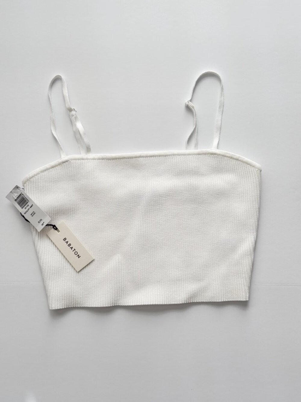 Aritzia Babaton Sculpt Knit Cami Cropped Tank WHITE Blanc Square Neck